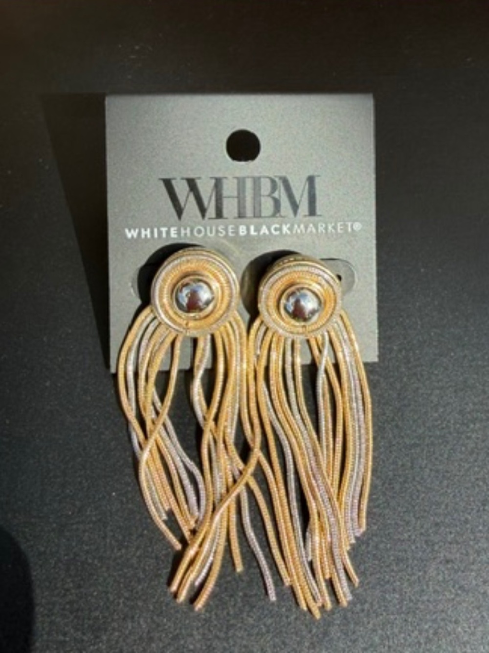 White House Black Market Gold and Silver Fringe Earrings - NEW w/tags
